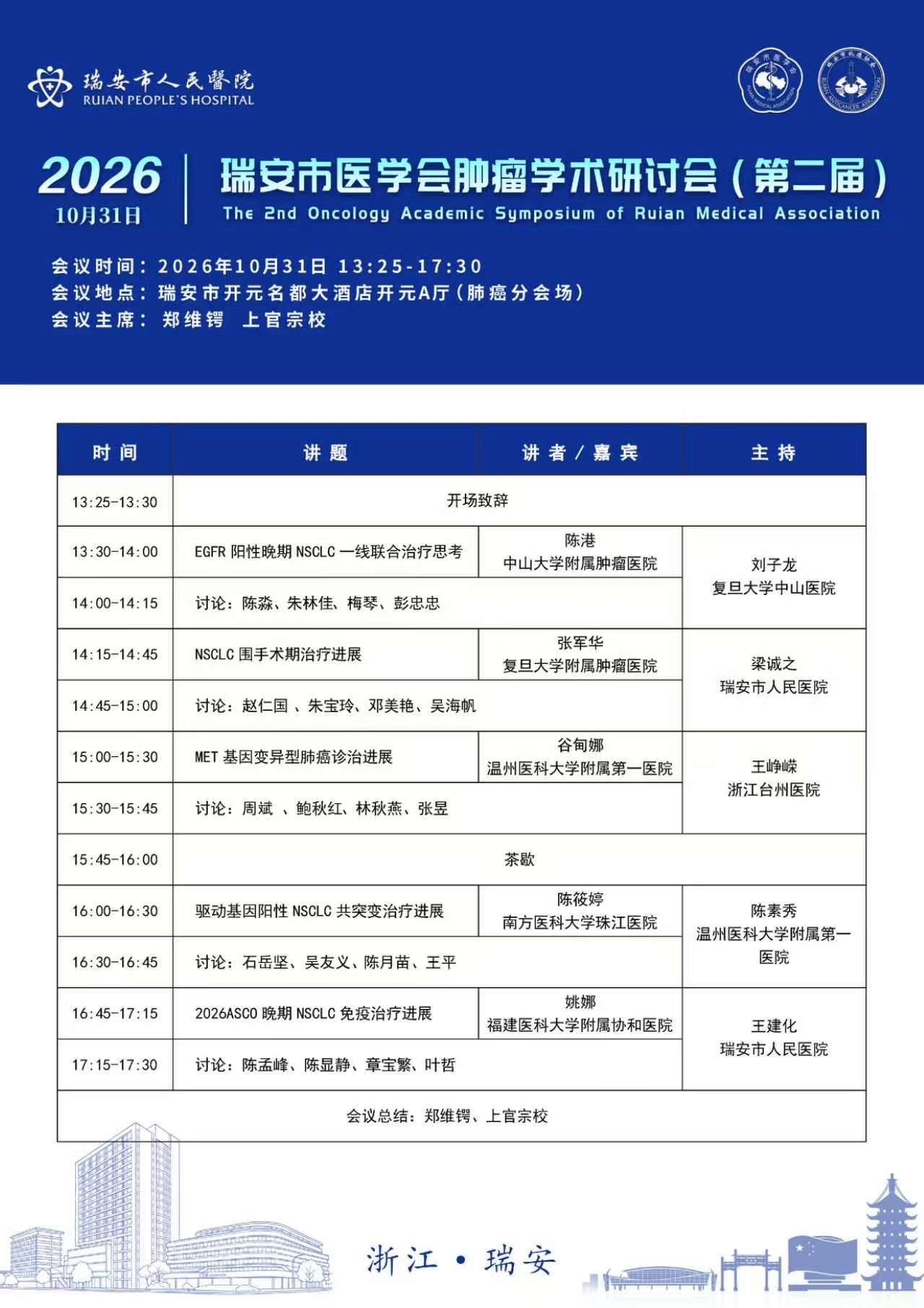10月31日下午 · A厅 会议日程